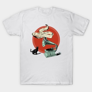 The Cat and the Song (Red Circle) T-Shirt